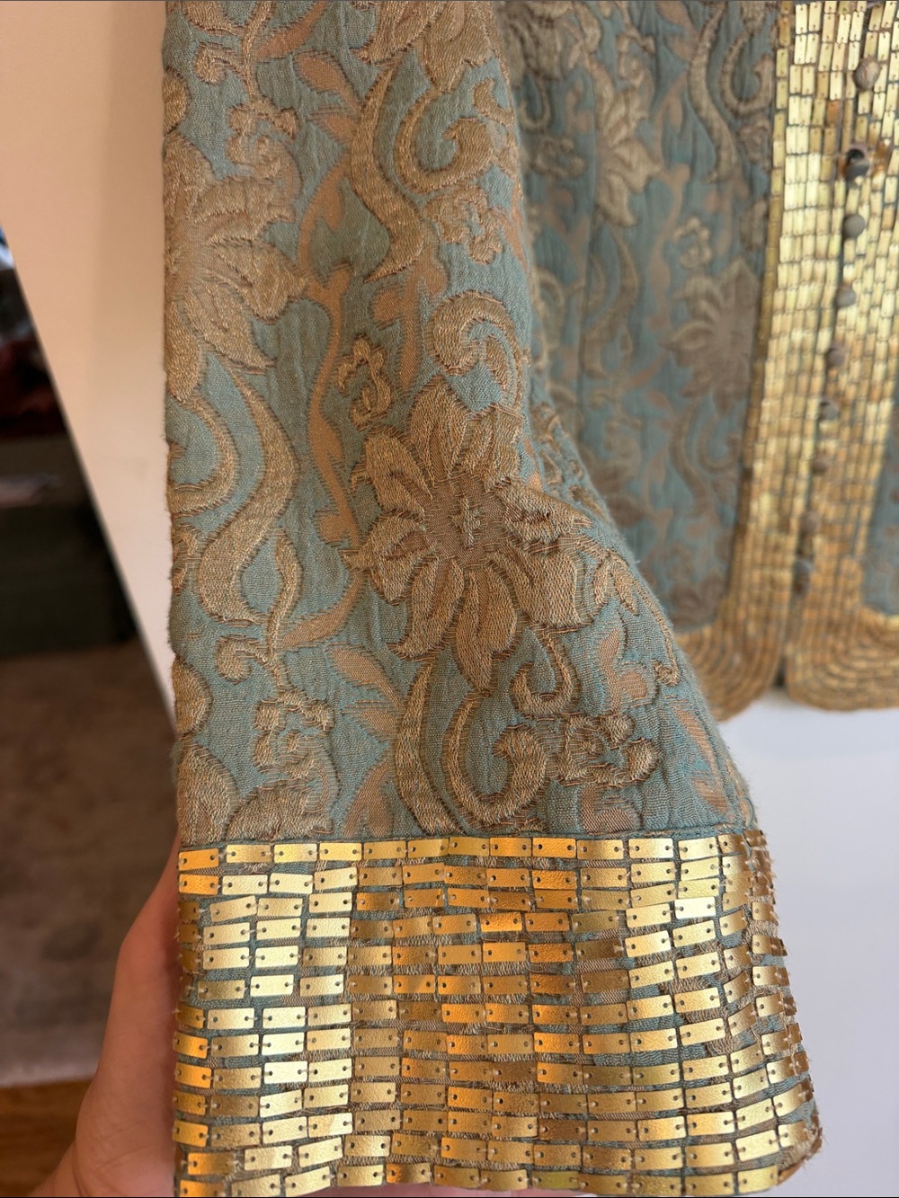 Soft Surroundings Exquisite Gold-Trim & Gold/Green Brocade Blazer, L - Chic - Picture 4 of 7
